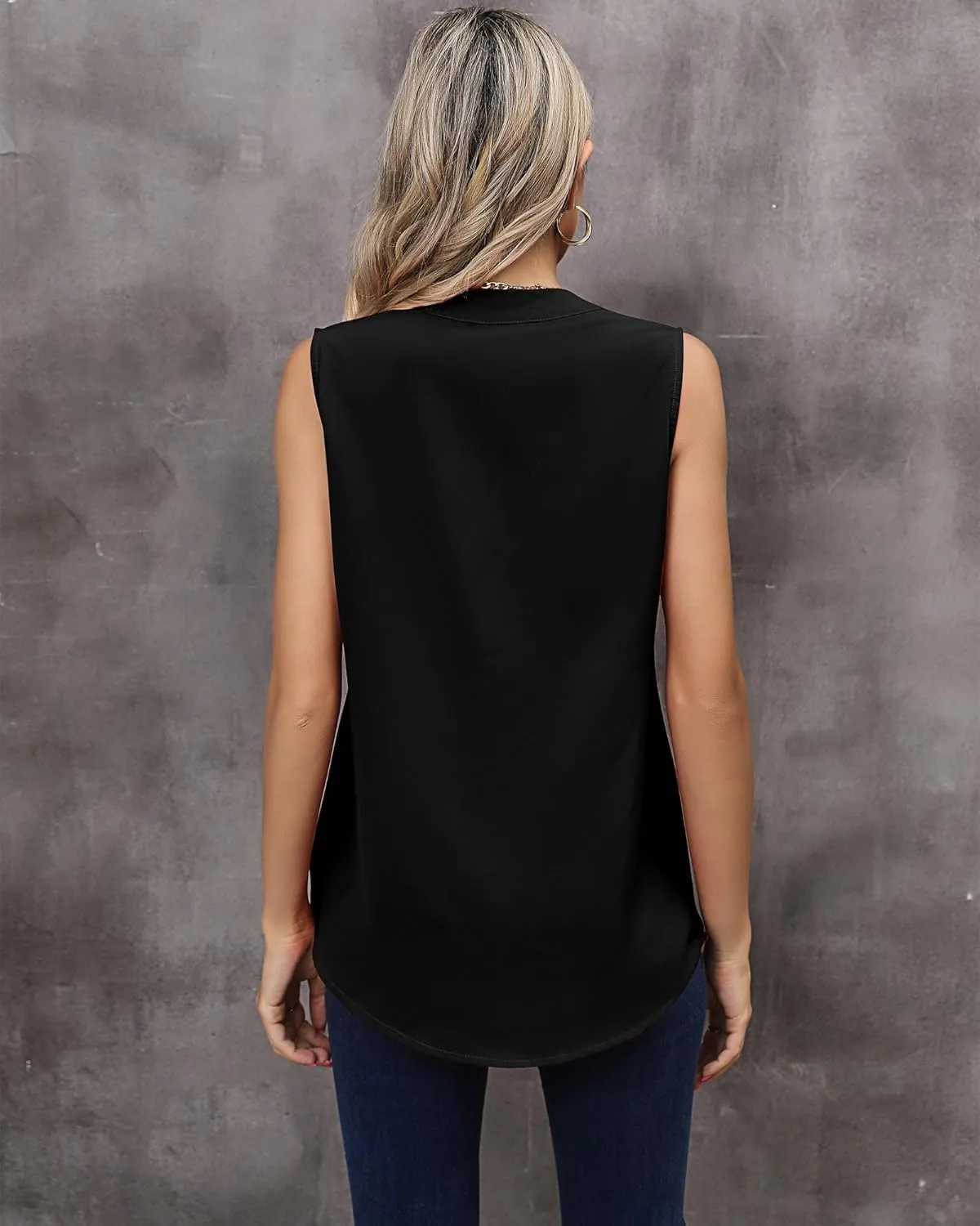 2 Pack Women's Sleeveless Tank Tops, Chiffon Sparkly V Neck Pleated Blouses Loose Fit Tunic Top Dressy Casual Shirt
