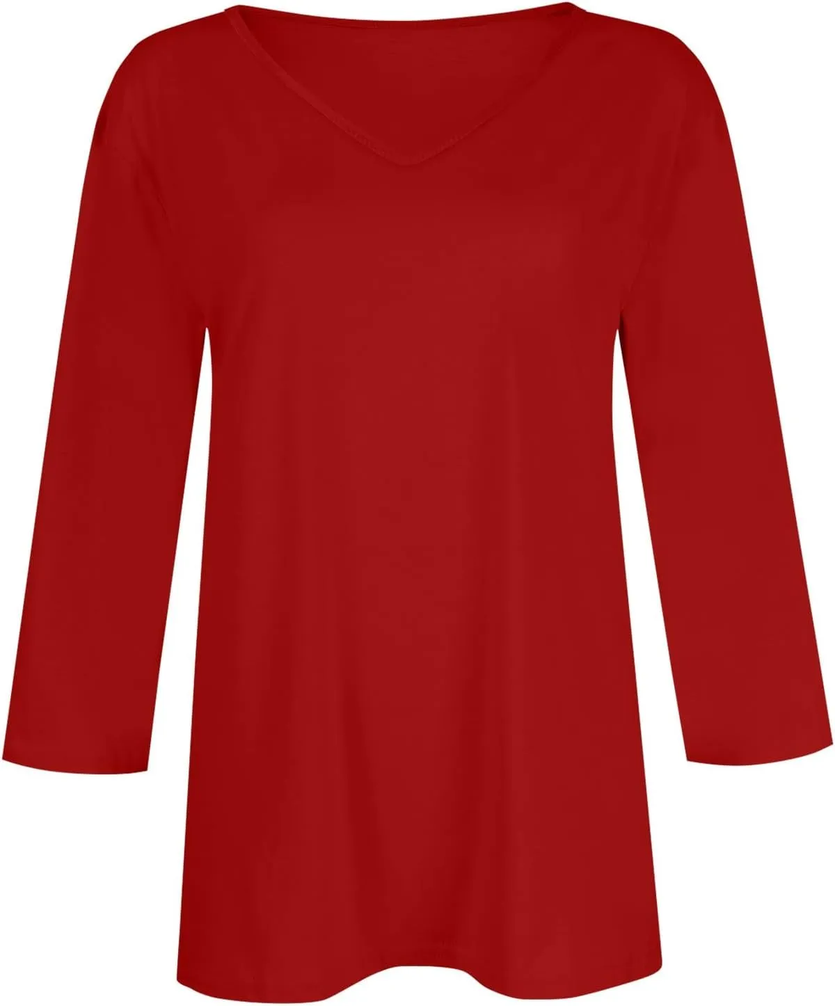 3/4 Length Sleeve Womens Tops Casual V-Neck Ladies Shirts 2025 Summer Elbow Length Printed,Plain t Shirts Outfits