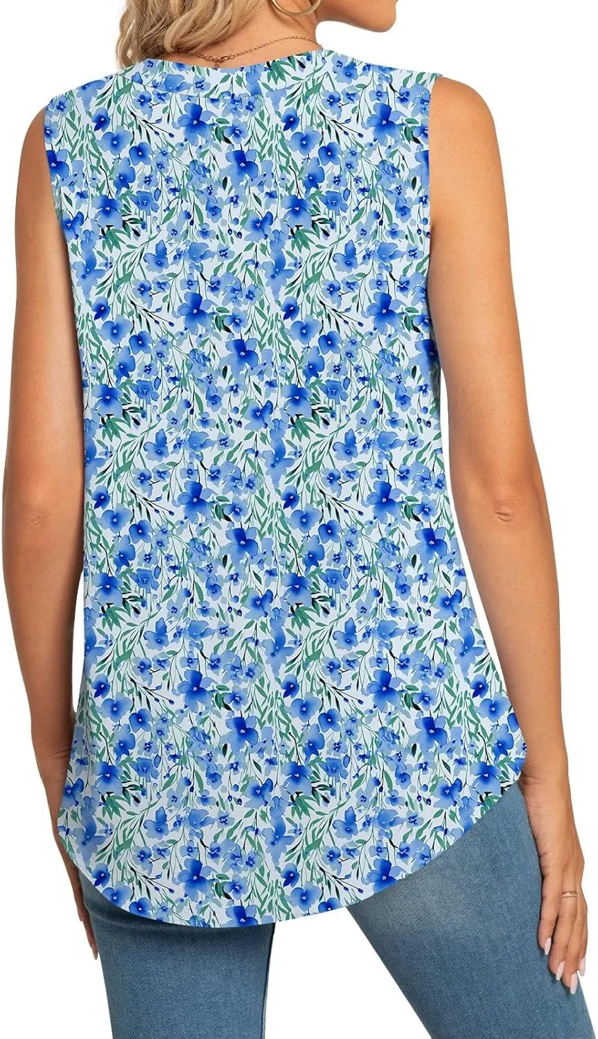 Anyhold Women's Chiffon Tank Tops Sleeveless V Neck Blouse Dressy Casual Tops Office Work Shirts