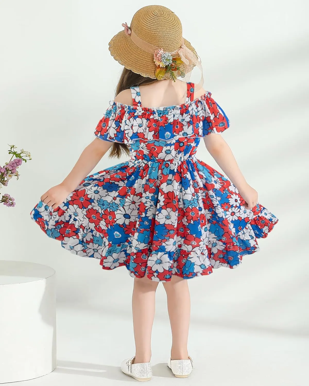 Baby Toddler Girls Dresses Chiffon Off Shoulder Flower Dress Baby Girl Clothes Summer Outfits 1-7 Years
