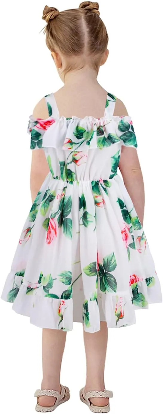 Baby Toddler Girls Dresses Chiffon Off Shoulder Flower Dress Baby Girl Clothes Summer Outfits 1-7 Years