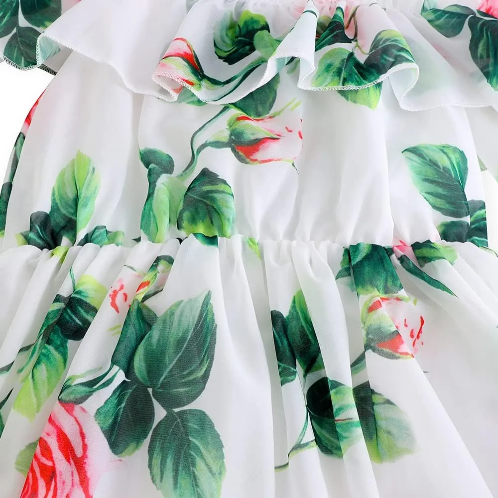 Baby Toddler Girls Dresses Chiffon Off Shoulder Flower Dress Baby Girl Clothes Summer Outfits 1-7 Years