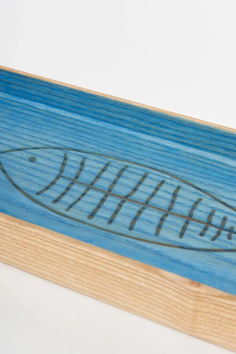 Bandeja de madera rectangular