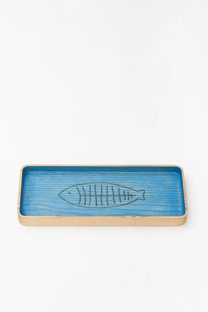 Bandeja de madera rectangular