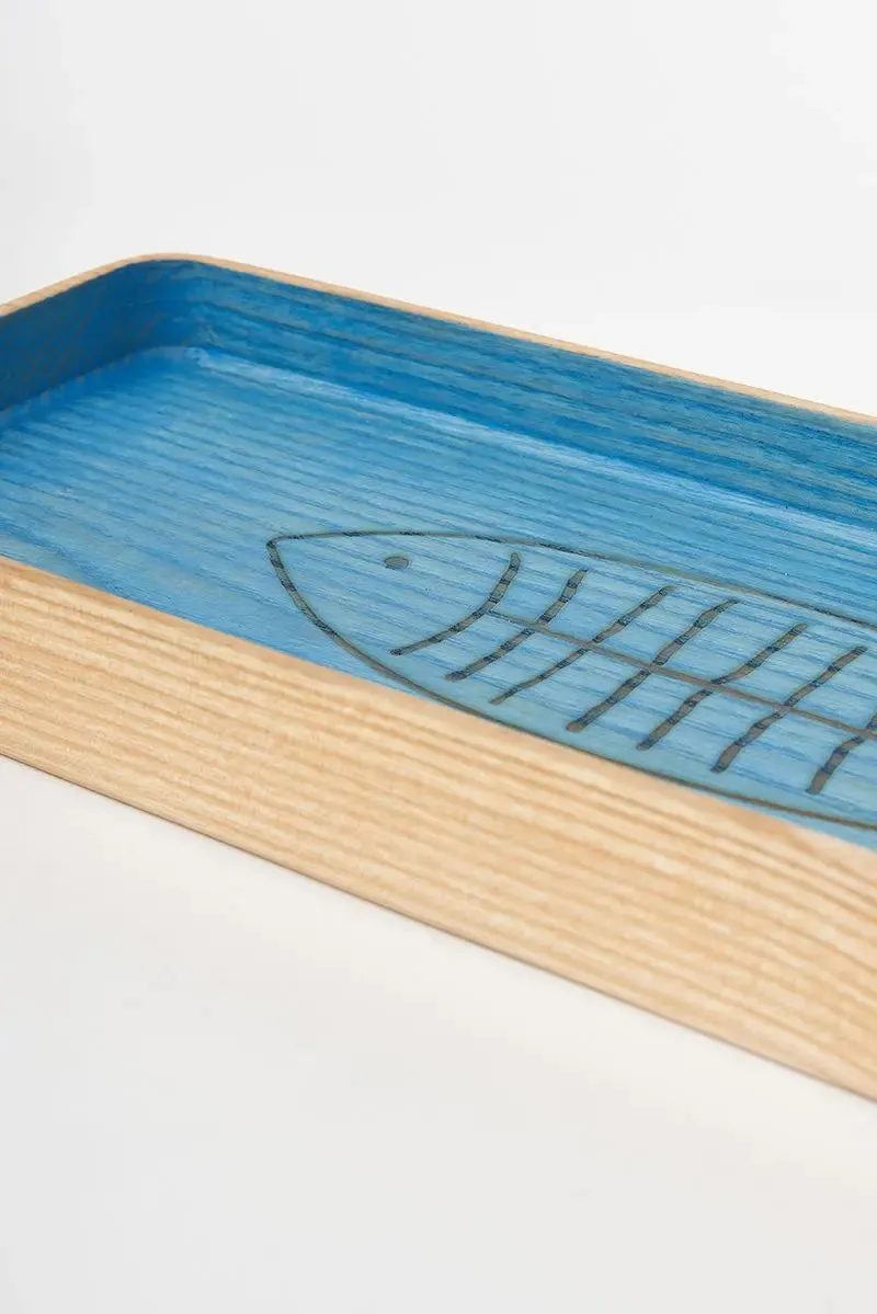 Bandeja de madera rectangular