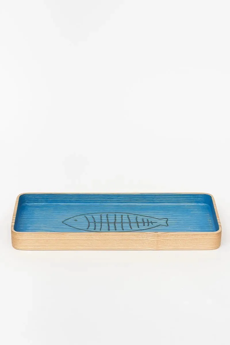 Bandeja de madera rectangular