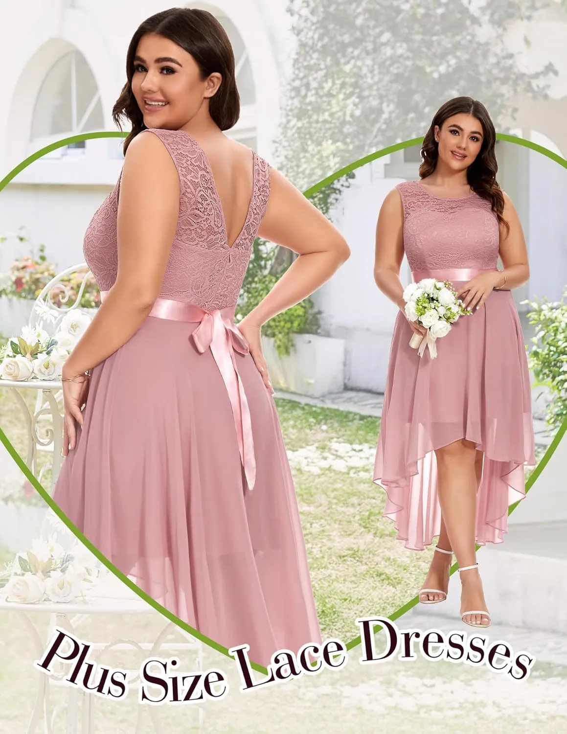 BeryLove Cocktail Prom Dresses 2025 Formal Wedding Guest Dresses Sleeveless Lace High Low Homecoming Dress