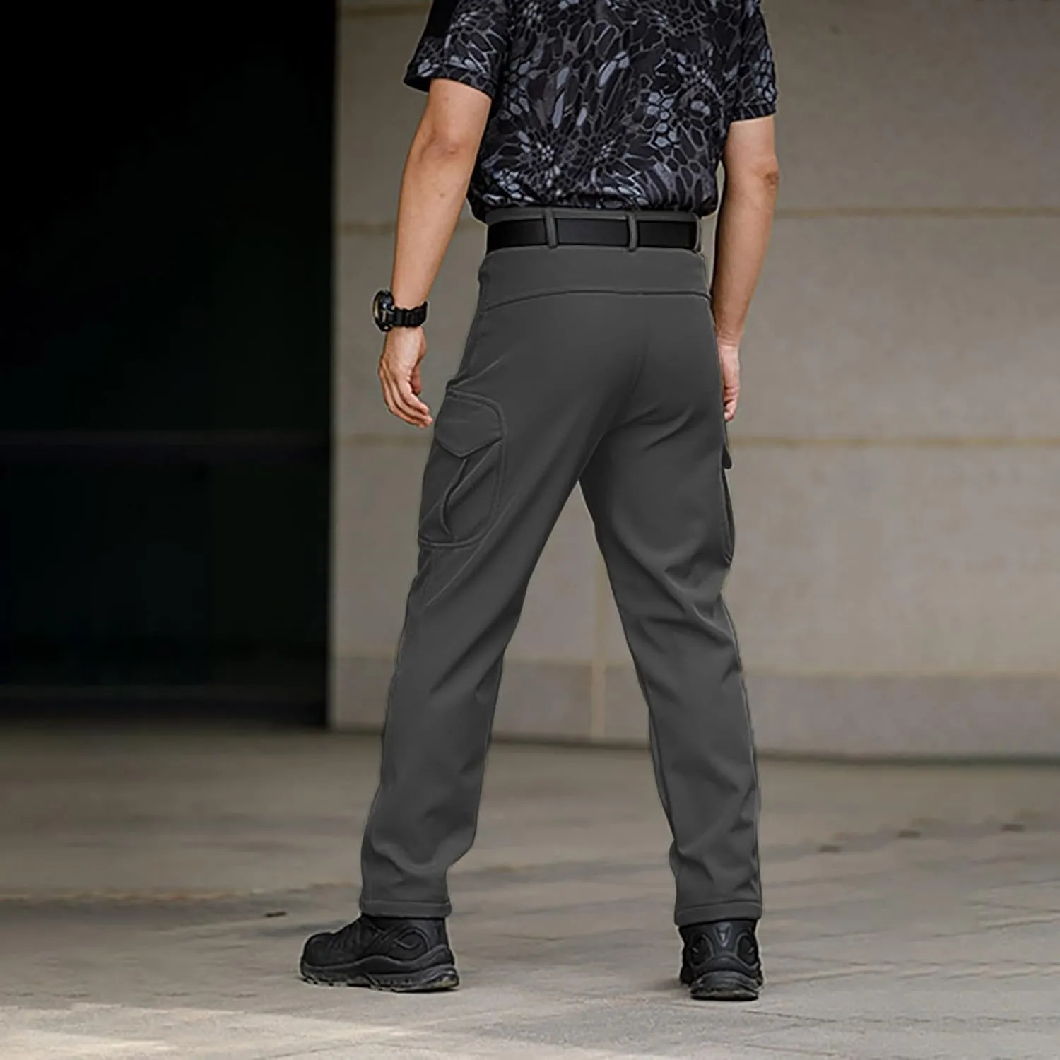 Cargo Pants for Men - Waterproof Winter Warm Fleece Lined Tactical Pants with Zipper Pockets