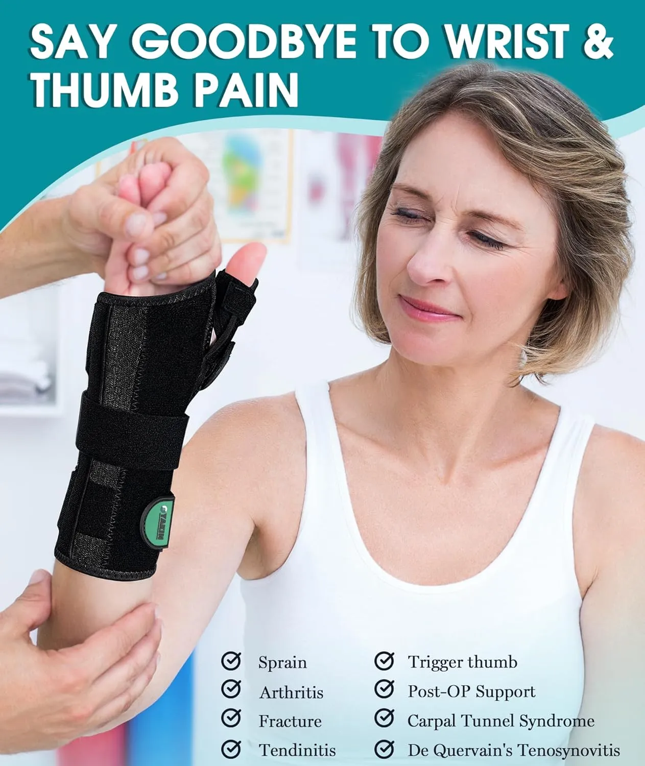 Carpal Tunnel Wrist Brace Night Support, Thumb Brace for De Quervain's Tenosynovitis, Tendonitis, Sprains Trigger Thumb, Arthritis, Thumb Spica Splint Right Hand, Wrist Support Men and Women