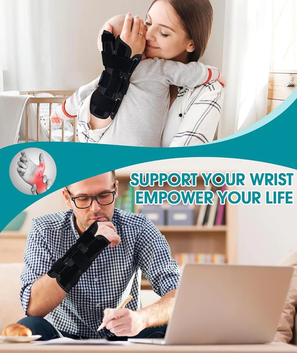 Carpal Tunnel Wrist Brace Night Support, Thumb Brace for De Quervain's Tenosynovitis, Tendonitis, Sprains Trigger Thumb, Arthritis, Thumb Spica Splint Right Hand, Wrist Support Men and Women
