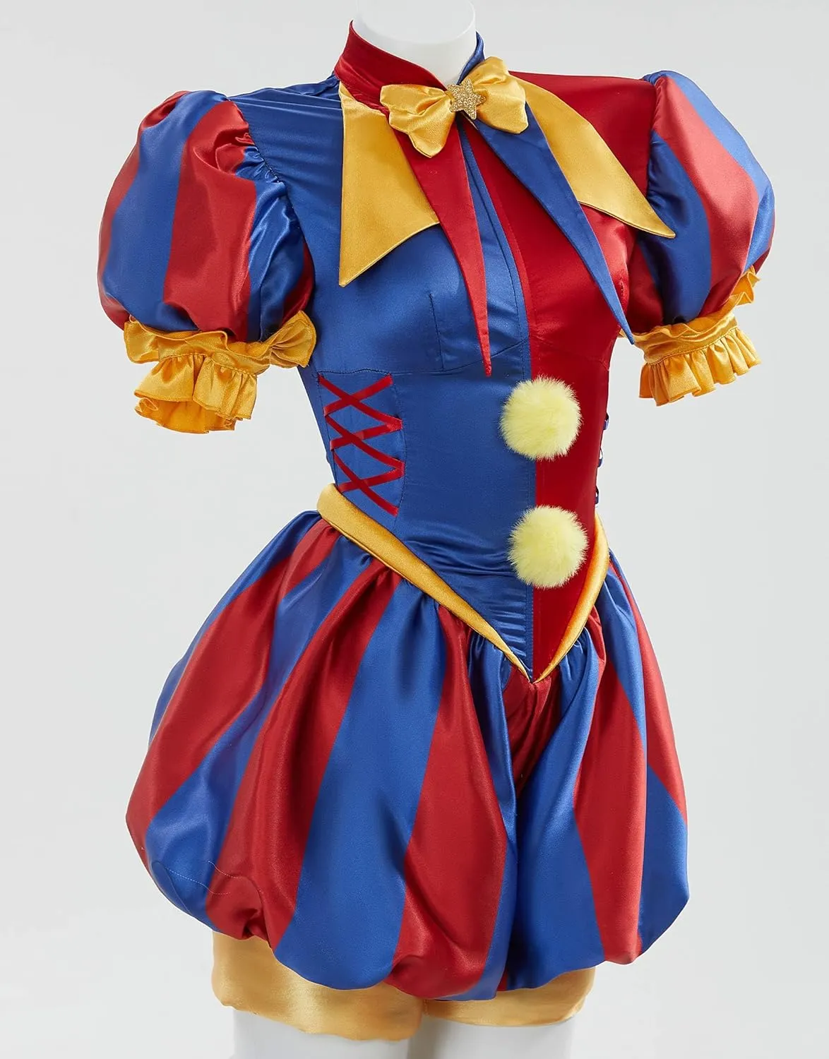 Cosplay.fm Women's Clown Costume Carnival Outfit Jumpsuit and Hat with Gloves and Socks Halloween Costume for Adult Women