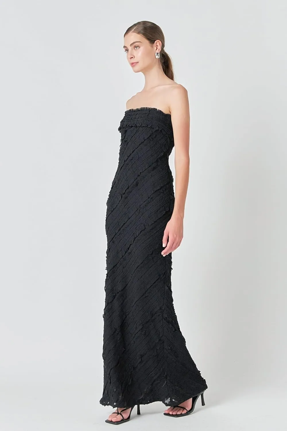 endless rose Women's Strapless Ruffled Maxi Dress
