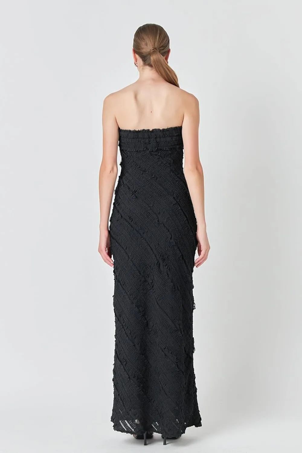 endless rose Women's Strapless Ruffled Maxi Dress