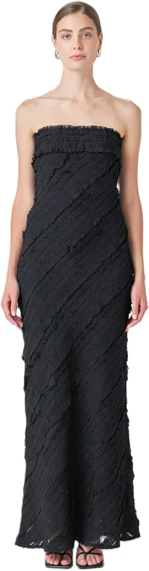 endless rose Women's Strapless Ruffled Maxi Dress