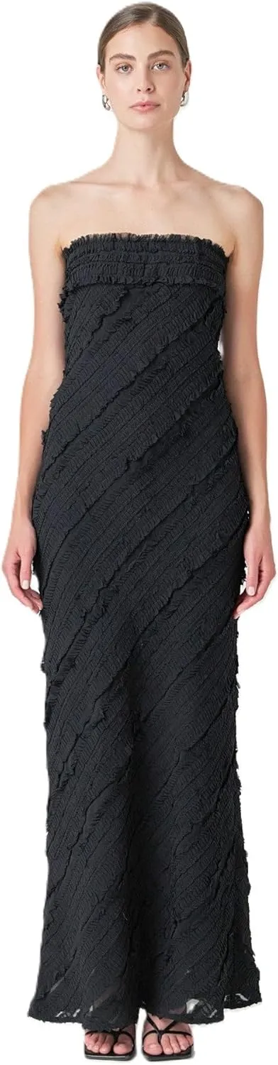 endless rose Women's Strapless Ruffled Maxi Dress