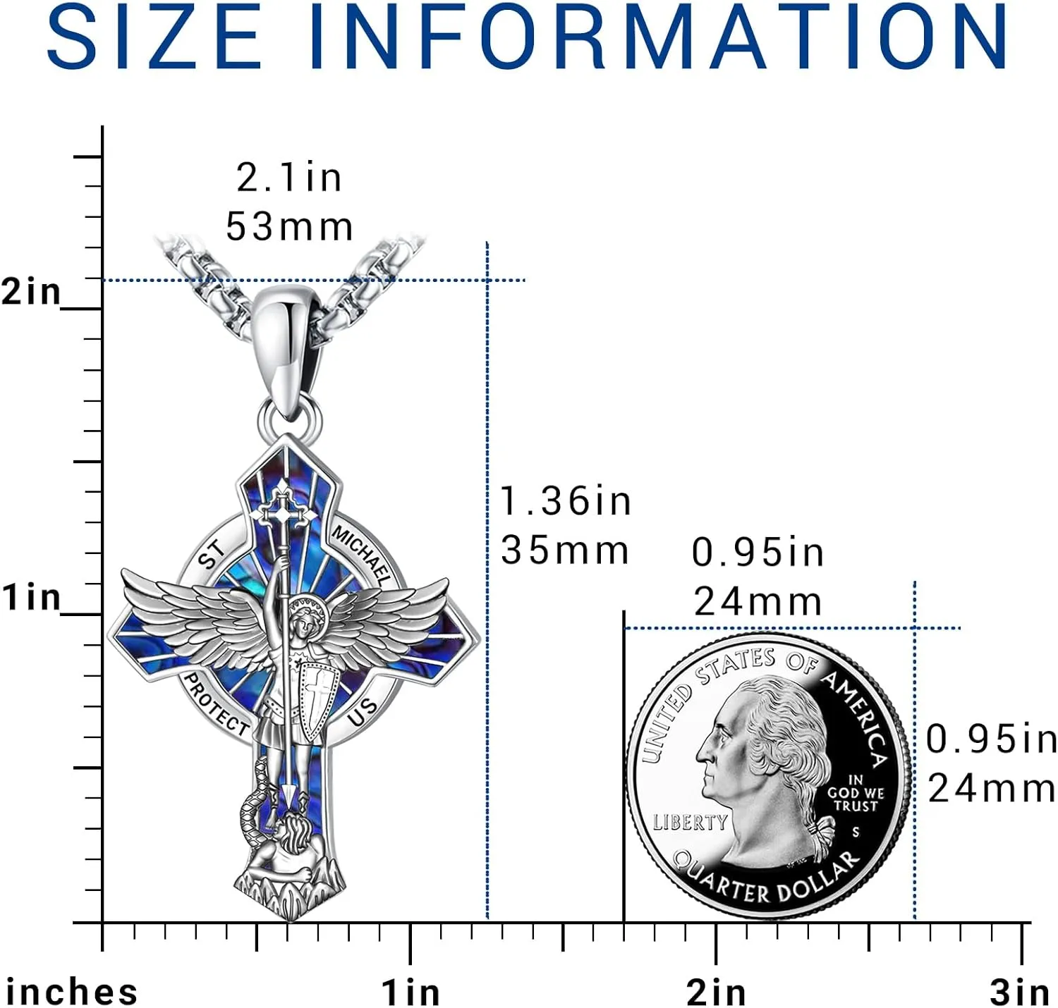 Eusense St Michael Necklace for Men Women Gold Sterling Silver 925 Saint Christopher Pendant Virgin Mary Miraculous Medalla de Praying Hand San Benito Benedict Jewelry