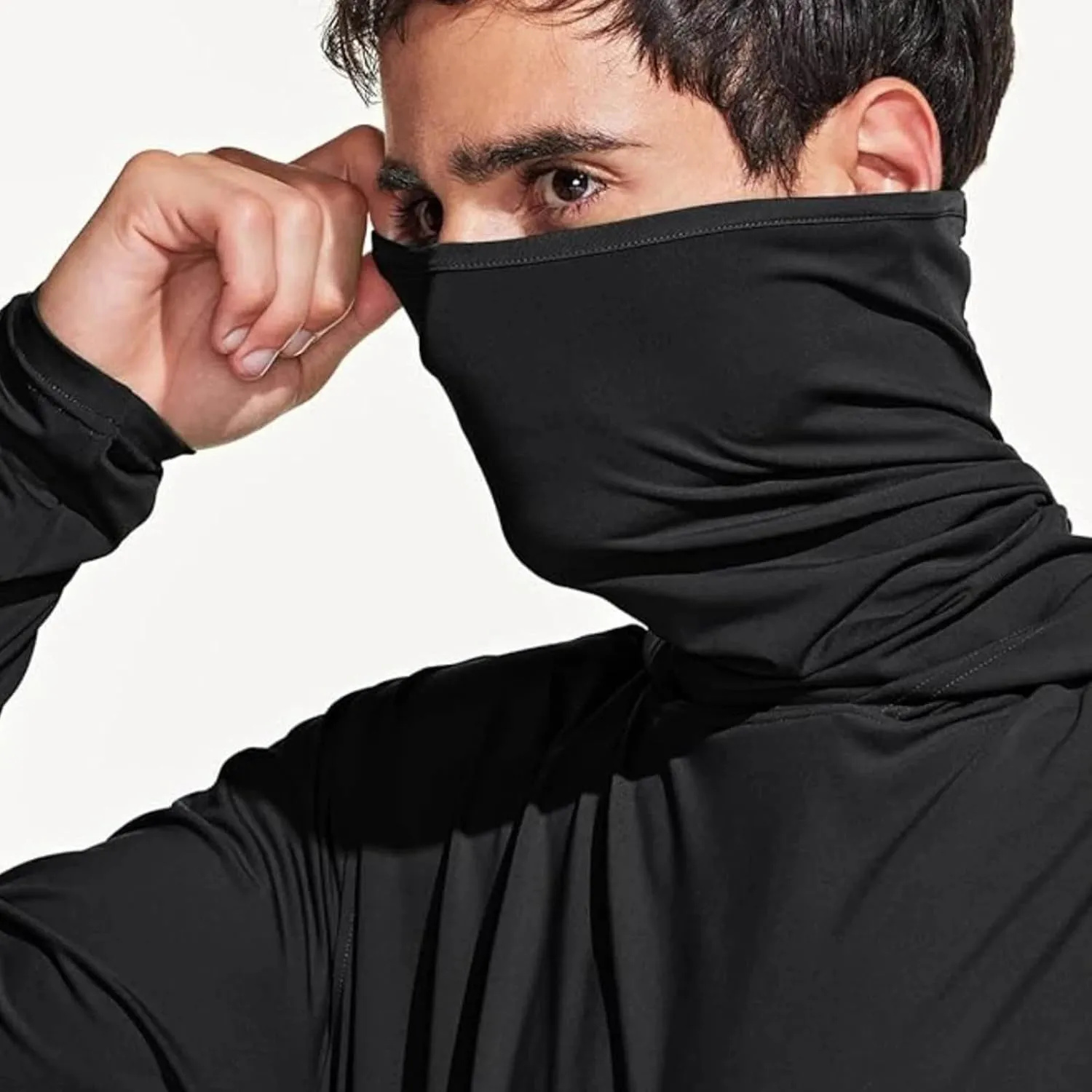 Fishing Shirts for Men UPF 50  Sun Protection Hooded Shirt with Mask Rash Guard Long Sleeve Hiking Cooling Blouses