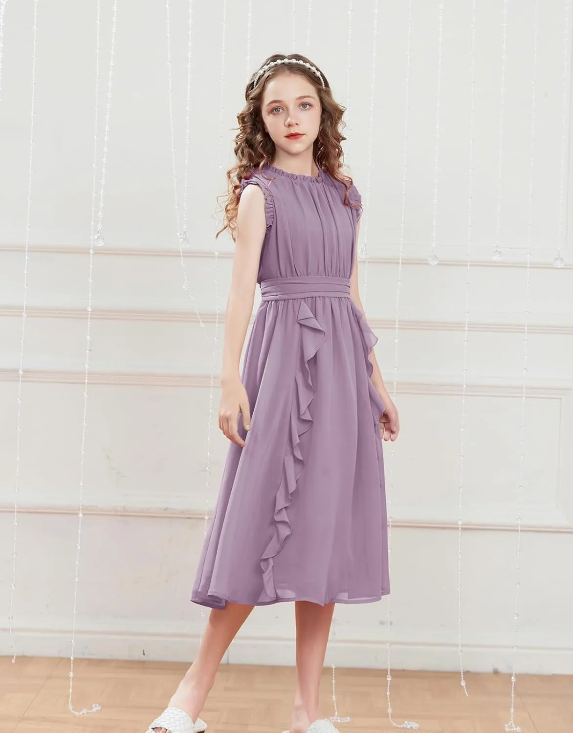 GRACE KARIN Girls Party Dress Ruffle Sleeveless Special Occasion Spring Dresses
