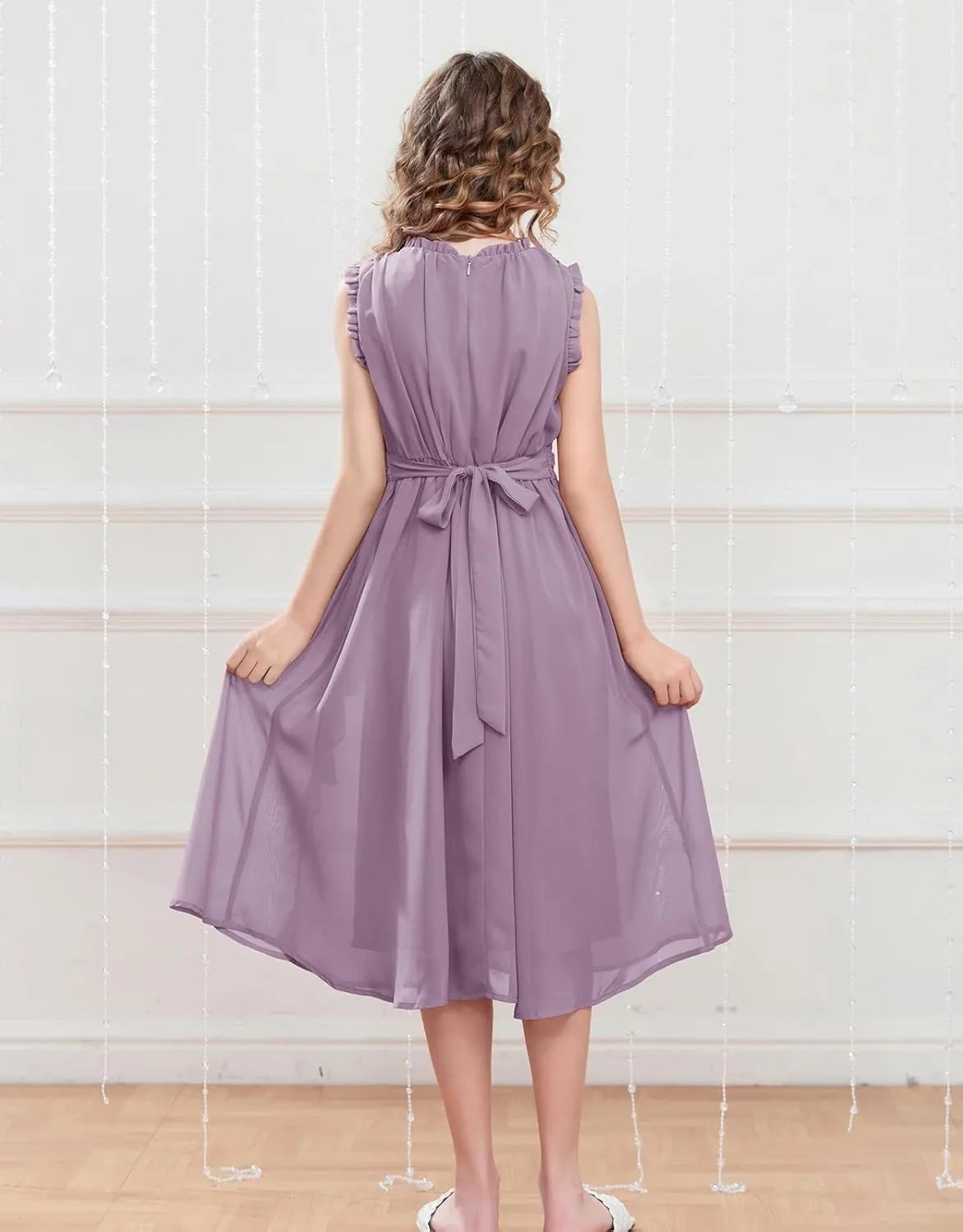 GRACE KARIN Girls Party Dress Ruffle Sleeveless Special Occasion Spring Dresses