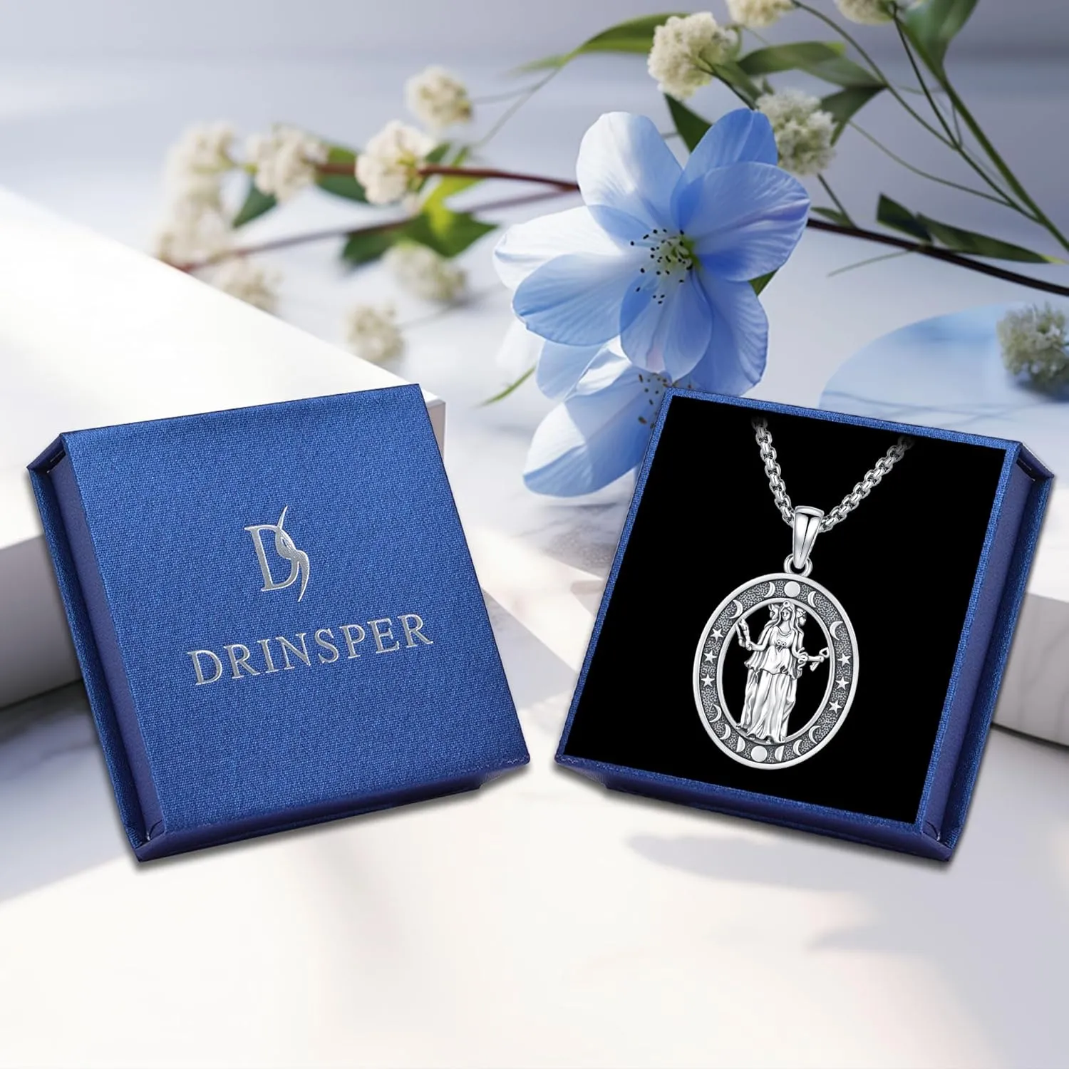 Hecate Wiccan Triple Moon Goddess Necklace Tetragrammaton Nudo De Bruja Plata 925 Original Sterling Silver Cat Moon Pendant Hekate Witch Necklace Amulet Witchy Jewelry Gifts for Women Men