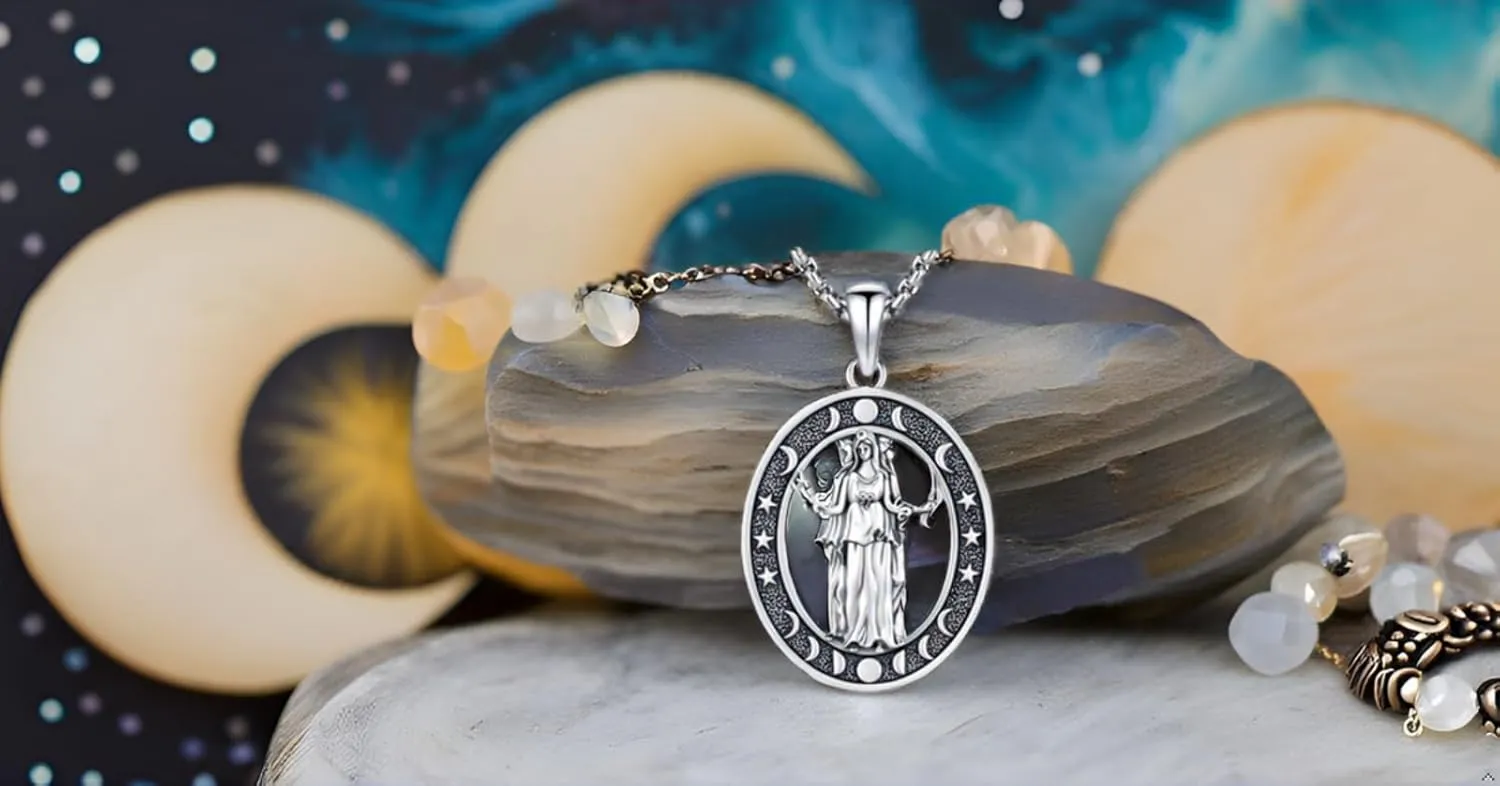 Hecate Wiccan Triple Moon Goddess Necklace Tetragrammaton Nudo De Bruja Plata 925 Original Sterling Silver Cat Moon Pendant Hekate Witch Necklace Amulet Witchy Jewelry Gifts for Women Men