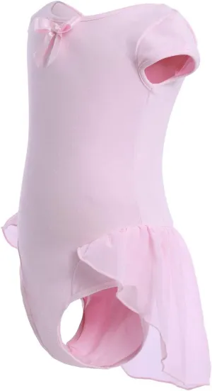 IBAKOM Girls' Raglan Cap Sleeve Leotard for Toddler Kids Gymnastics Dance Ballet Dress High Low Skirted Ballerina Dancewear