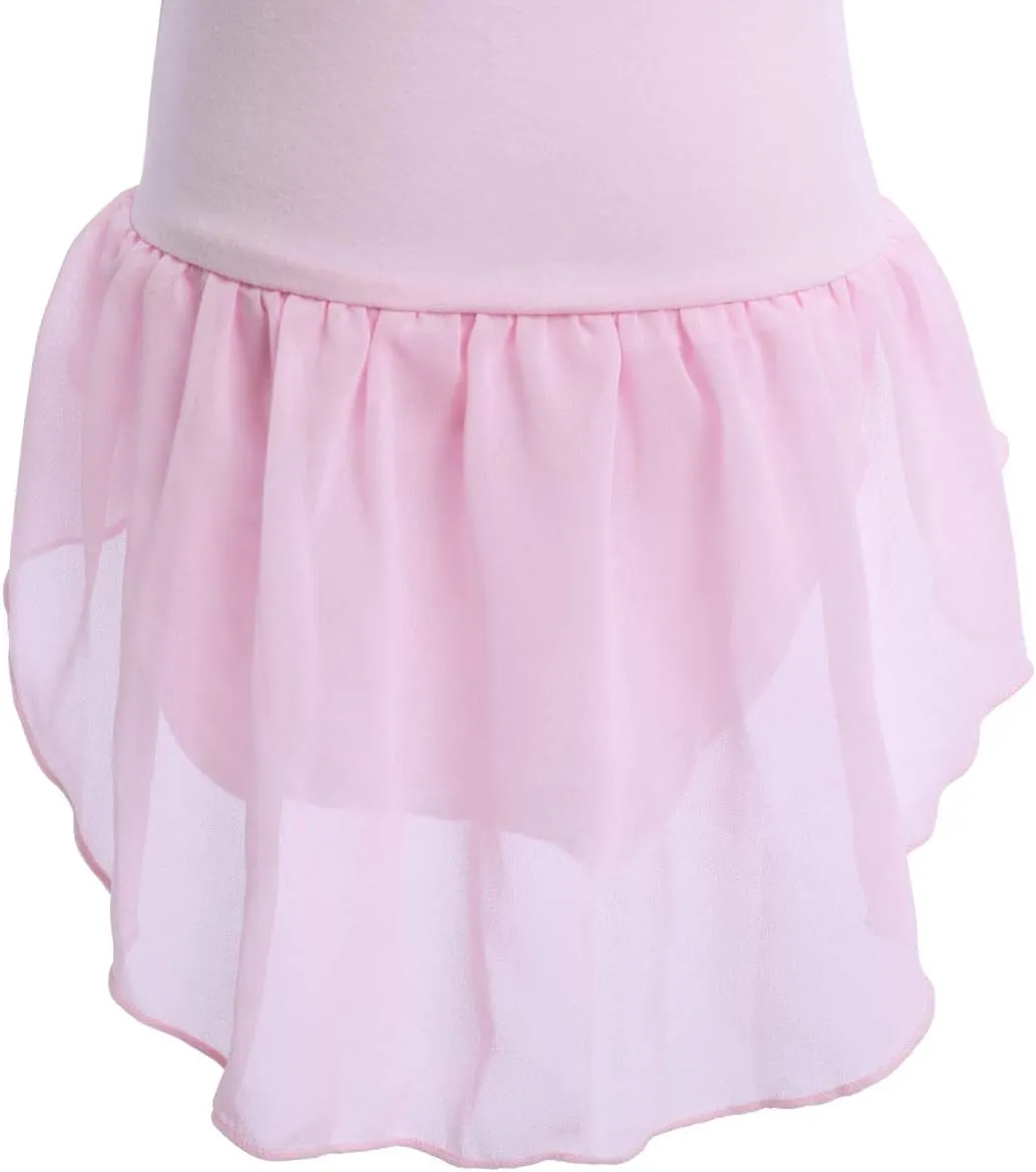 IBAKOM Girls' Raglan Cap Sleeve Leotard for Toddler Kids Gymnastics Dance Ballet Dress High Low Skirted Ballerina Dancewear