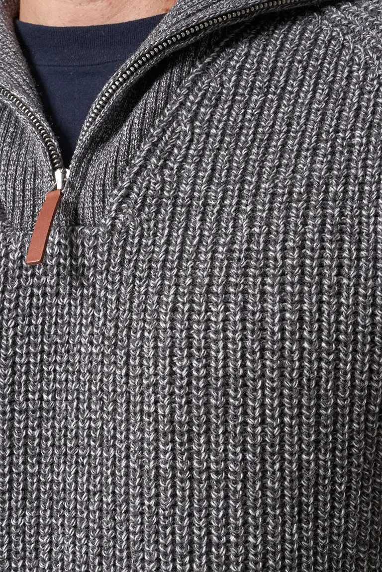 Jersey de lana con cuello alto, cenefa y cremallera - A3405
