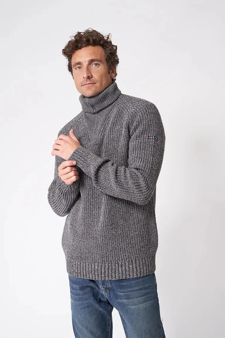 Jersey de lana con cuello alto, cenefa y cremallera - A3405