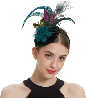 LATIMOON Fascinators Hat for Women Tea Party Headband Mini top Hats Cocktail Flower Mesh Feathers Hair Clip
