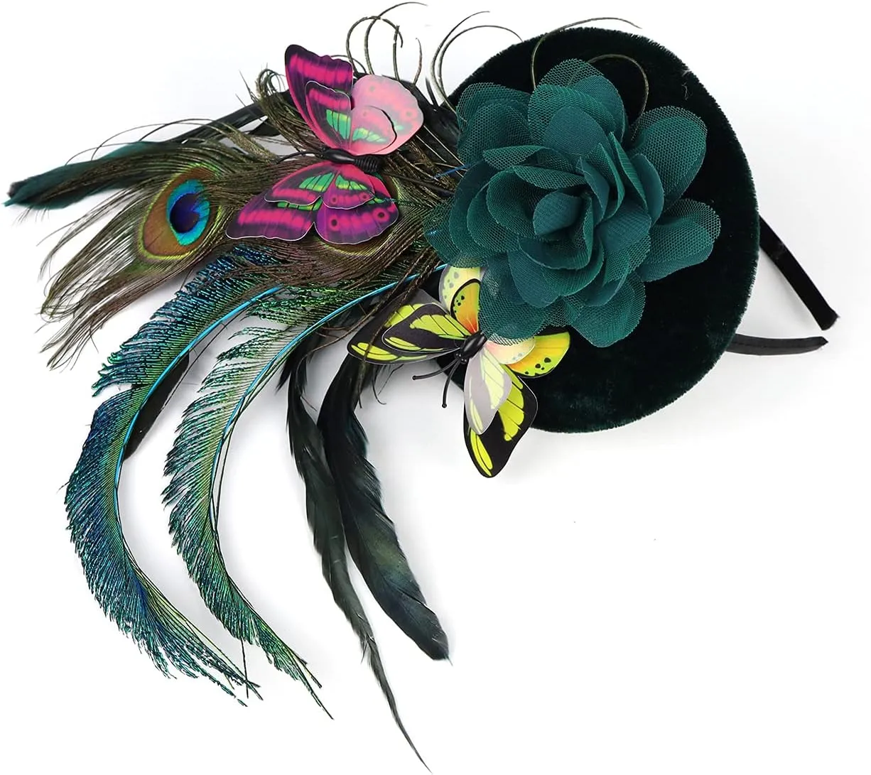 LATIMOON Fascinators Hat for Women Tea Party Headband Mini top Hats Cocktail Flower Mesh Feathers Hair Clip