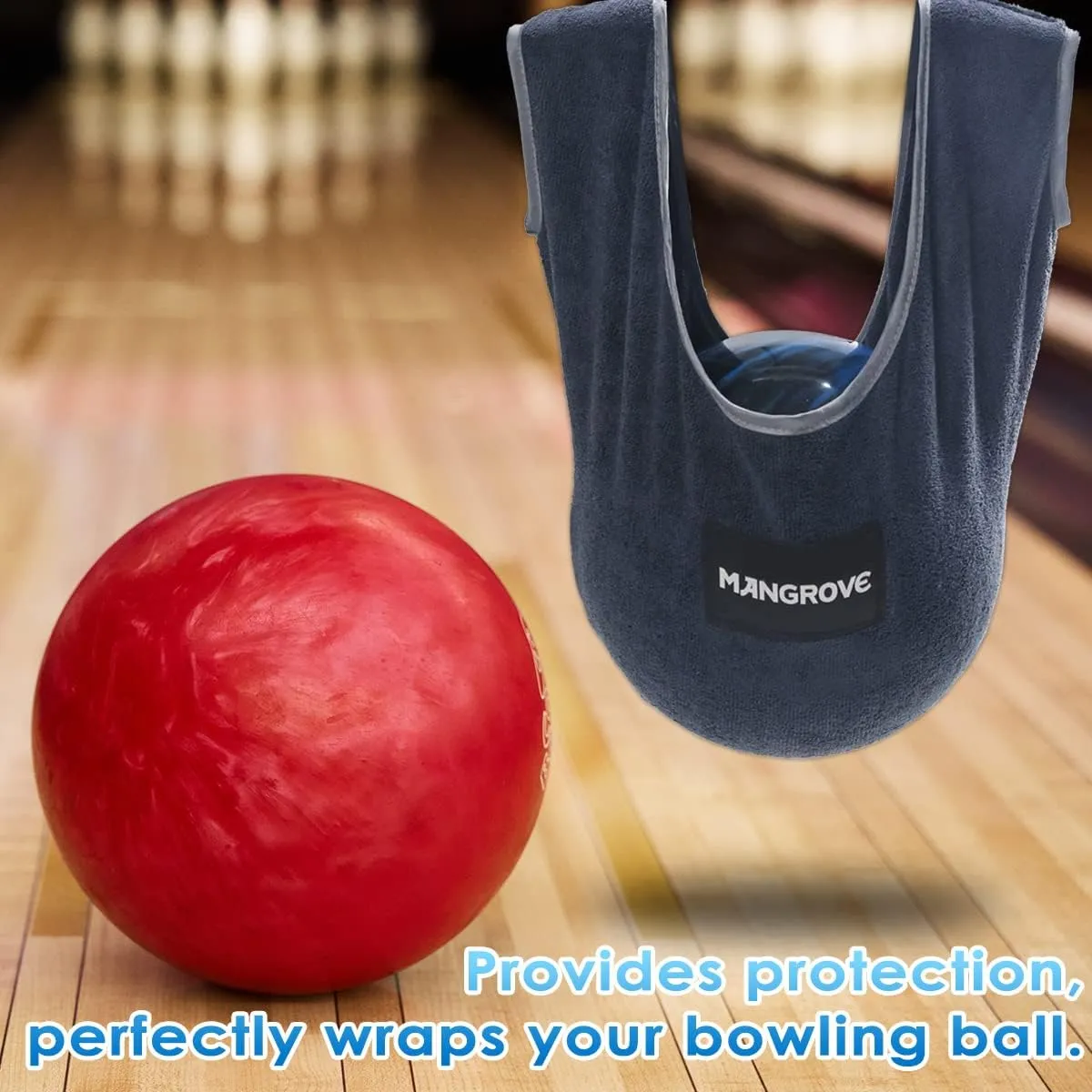 Mangrove Bowling Ball Polisher, Microfiber Bowling Towel See-Saw for Bowlers, Large Washable Bowling Shammy Seesaw, Ball Cleaner Holder Bag