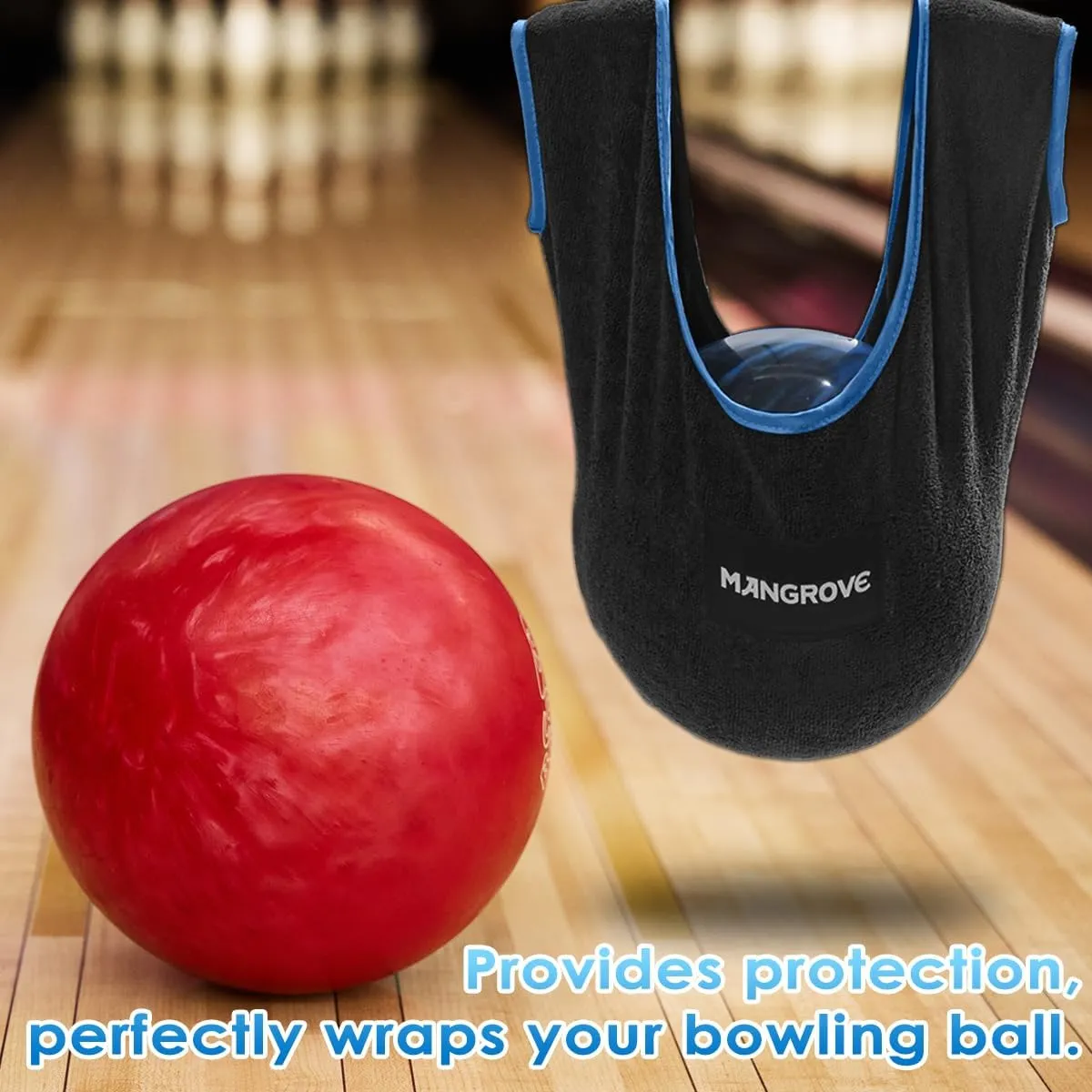 Mangrove Bowling Ball Polisher, Microfiber Bowling Towel See-Saw for Bowlers, Large Washable Bowling Shammy Seesaw, Ball Cleaner Holder Bag