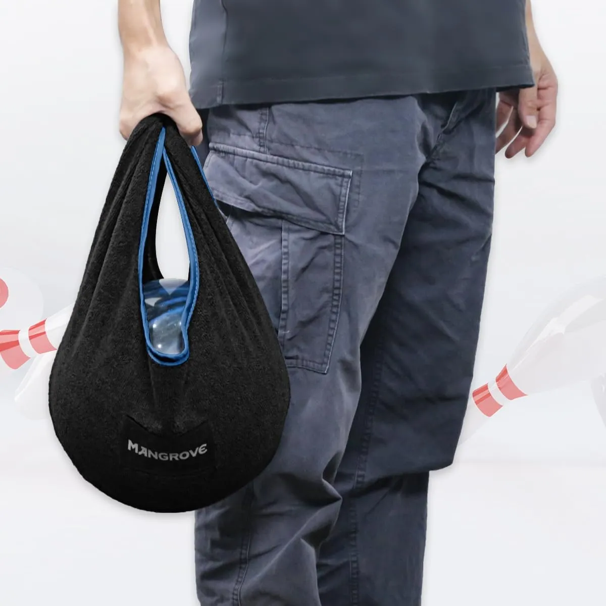 Mangrove Bowling Ball Polisher, Microfiber Bowling Towel See-Saw for Bowlers, Large Washable Bowling Shammy Seesaw, Ball Cleaner Holder Bag