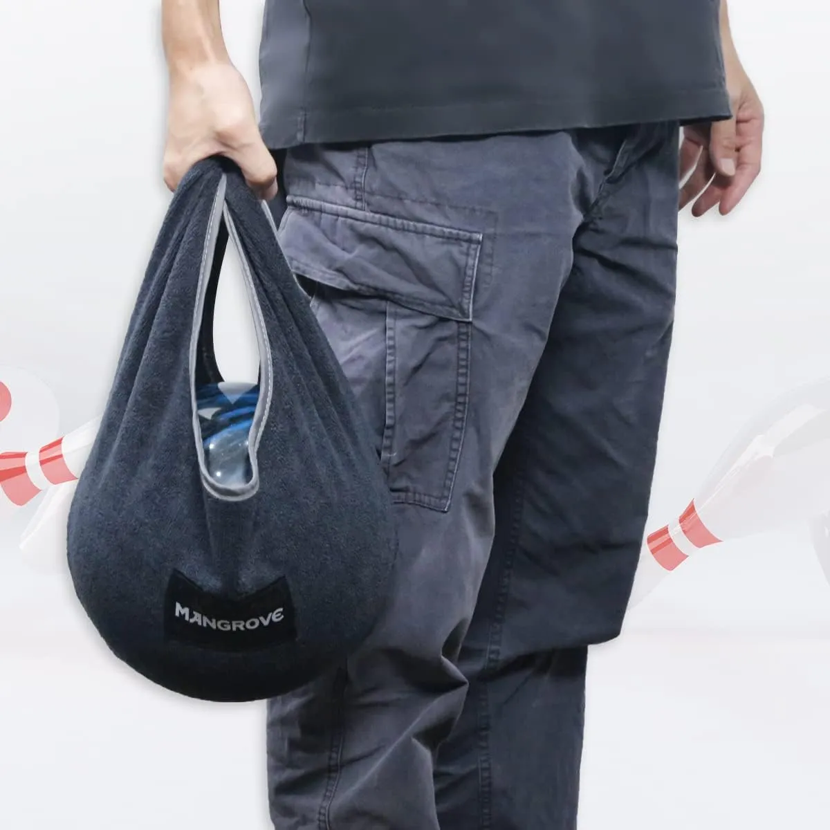 Mangrove Bowling Ball Polisher, Microfiber Bowling Towel See-Saw for Bowlers, Large Washable Bowling Shammy Seesaw, Ball Cleaner Holder Bag