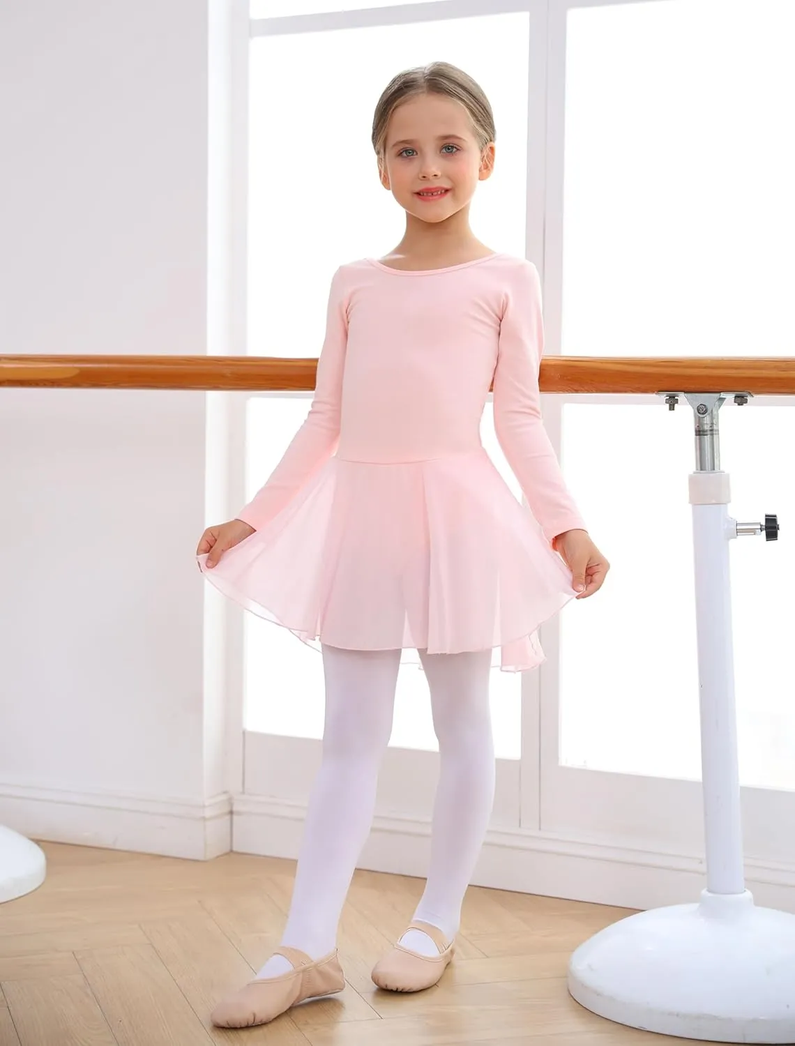 MdnMd Toddler Girls Ballet Dance Leotards Skirt Ballerina Ballet Outfit Dresses Camisole Puff Sleeve