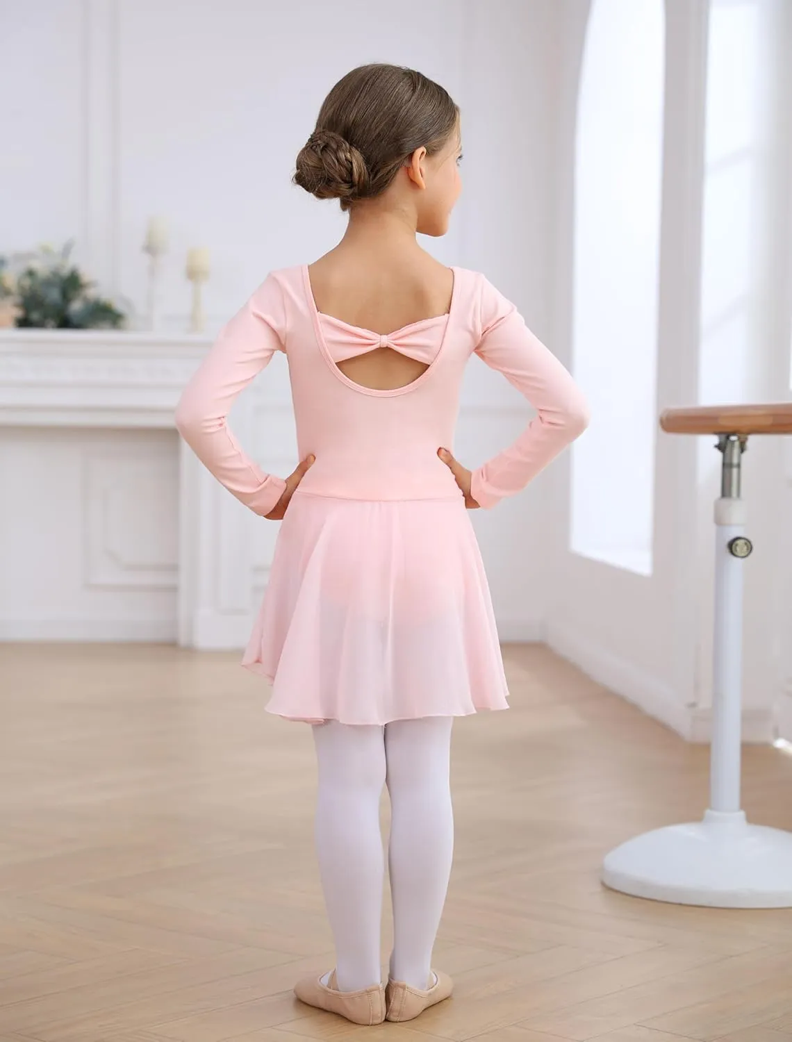 MdnMd Toddler Girls Ballet Dance Leotards Skirt Ballerina Ballet Outfit Dresses Camisole Puff Sleeve