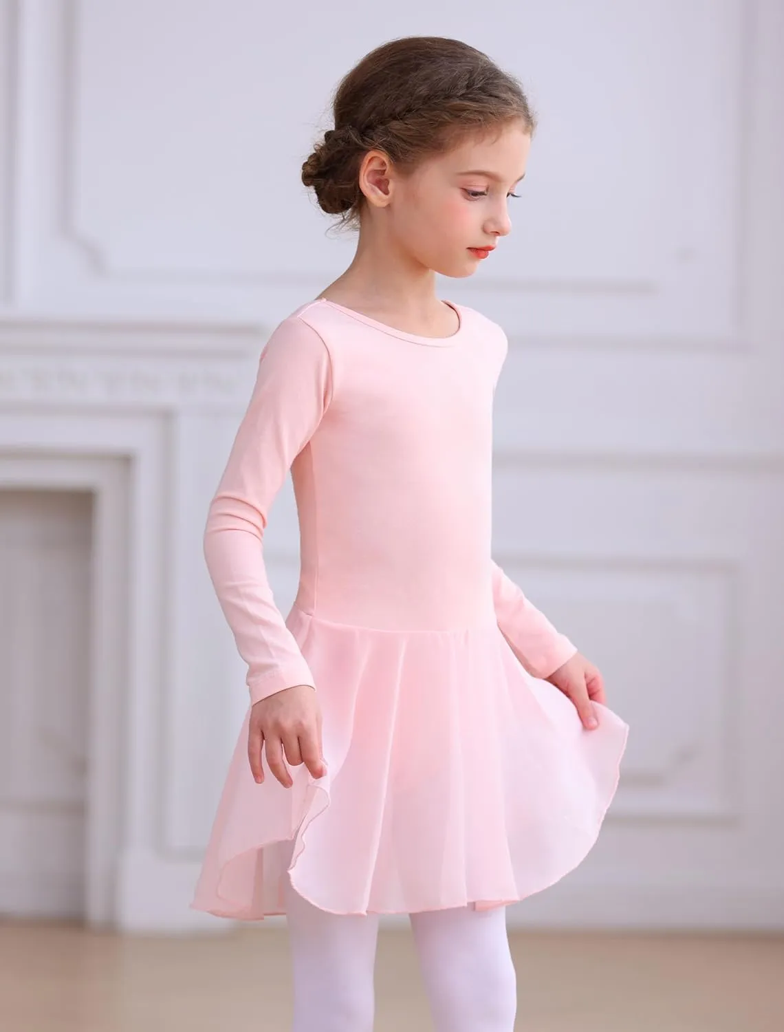 MdnMd Toddler Girls Ballet Dance Leotards Skirt Ballerina Ballet Outfit Dresses Camisole Puff Sleeve