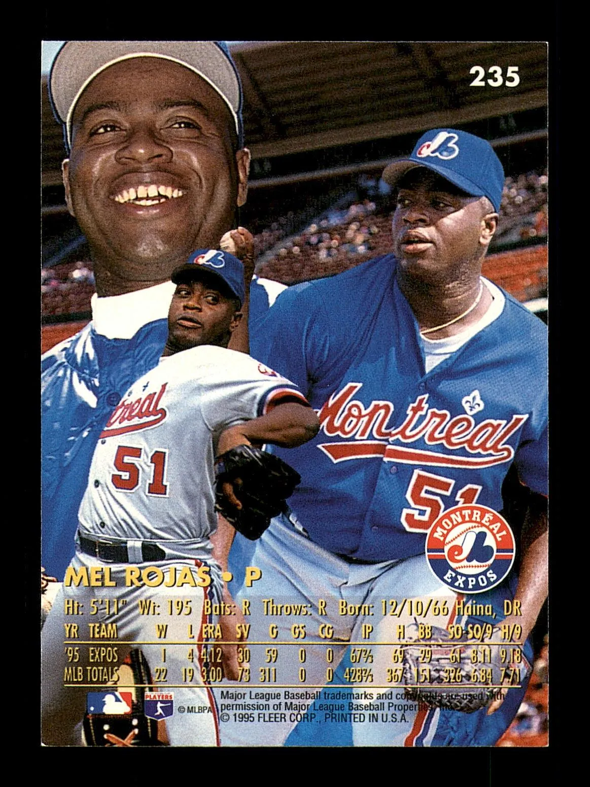 Mel Rojas Autographed 1996 Fleer Ultra Card #235 Montreal Expos SKU #184010