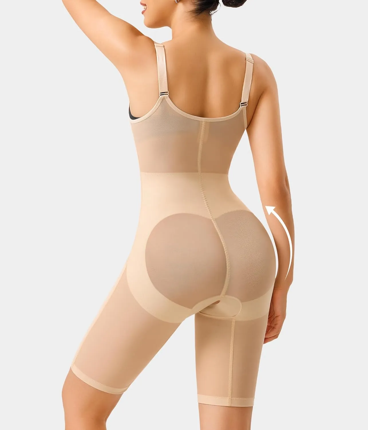 Nebility Tummy Control Shapewear Bodysuits Open Bust Full Body Shapewear Seamless Faja Body Shaper