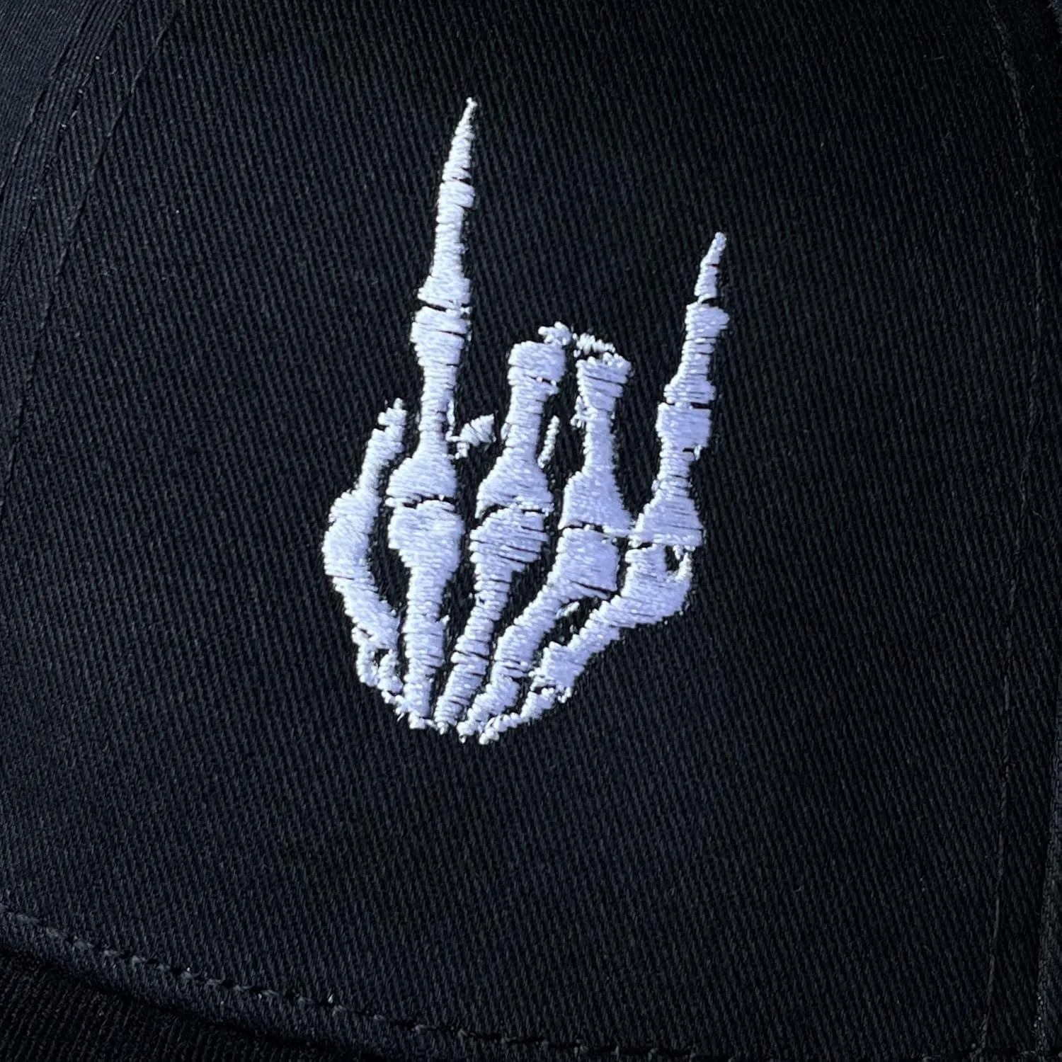 Skeleton Hand with Finger Embroidered Baseball Cap,Funny Plain Black Snapback dad Hats for Men Women