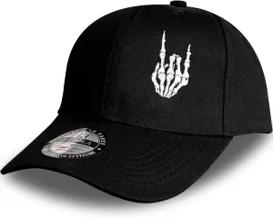 Skeleton Hand with Finger Embroidered Baseball Cap,Funny Plain Black Snapback dad Hats for Men Women