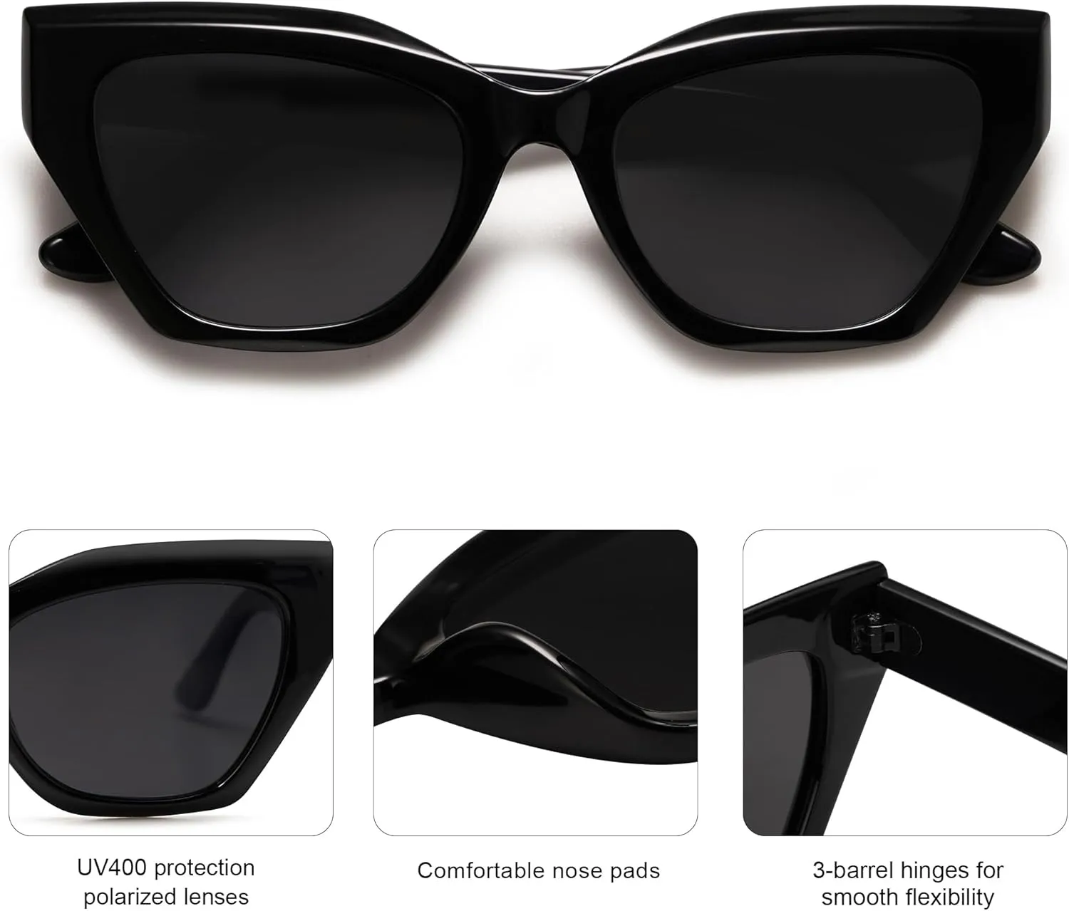 SOJOS Square Cat Eye Polarized Sunglasses for Women Small Retro Vintage Trendy Cateye Shades Sunnies Gafas de sole SJ2235