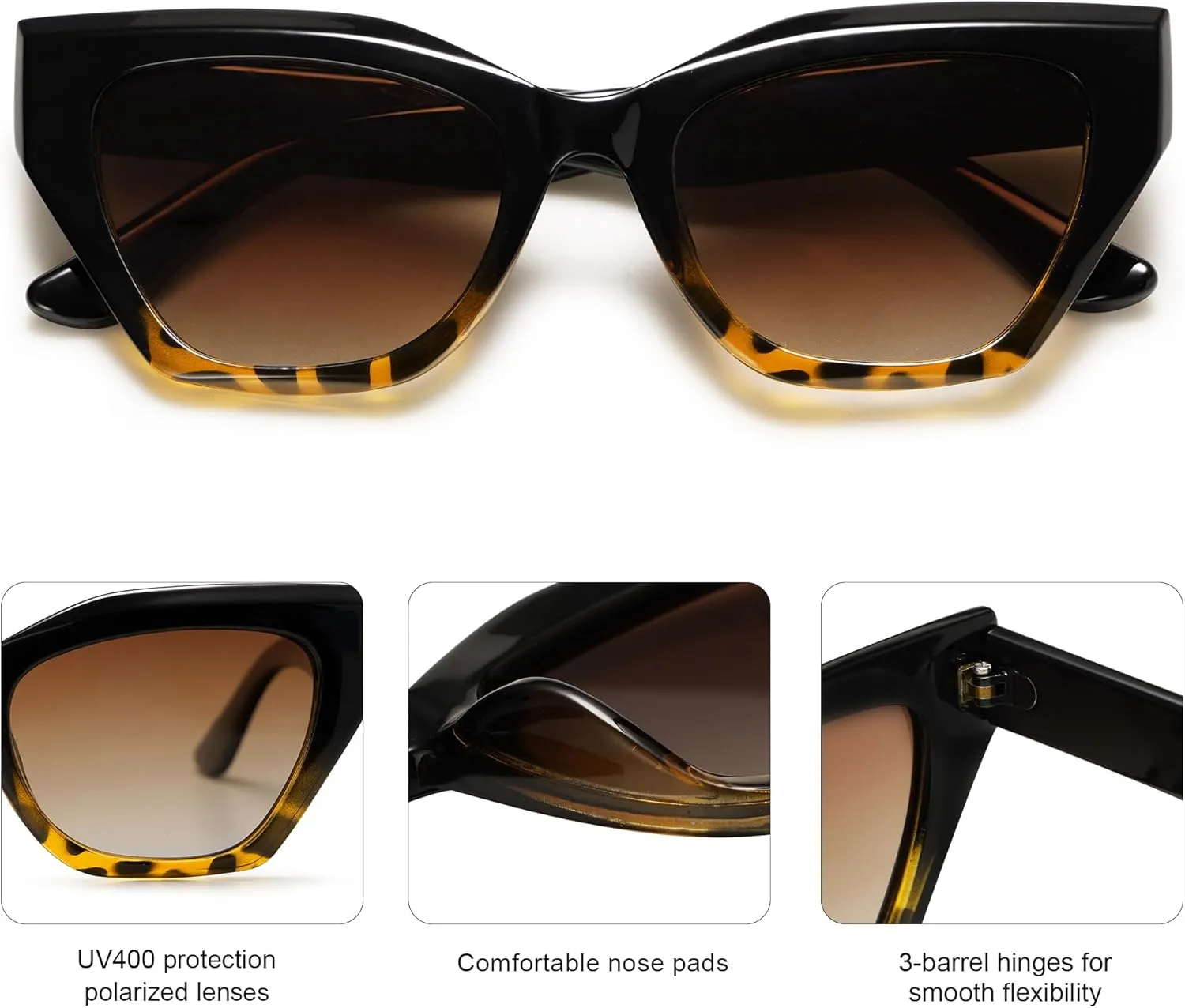 SOJOS Square Cat Eye Polarized Sunglasses for Women Small Retro Vintage Trendy Cateye Shades Sunnies Gafas de sole SJ2235
