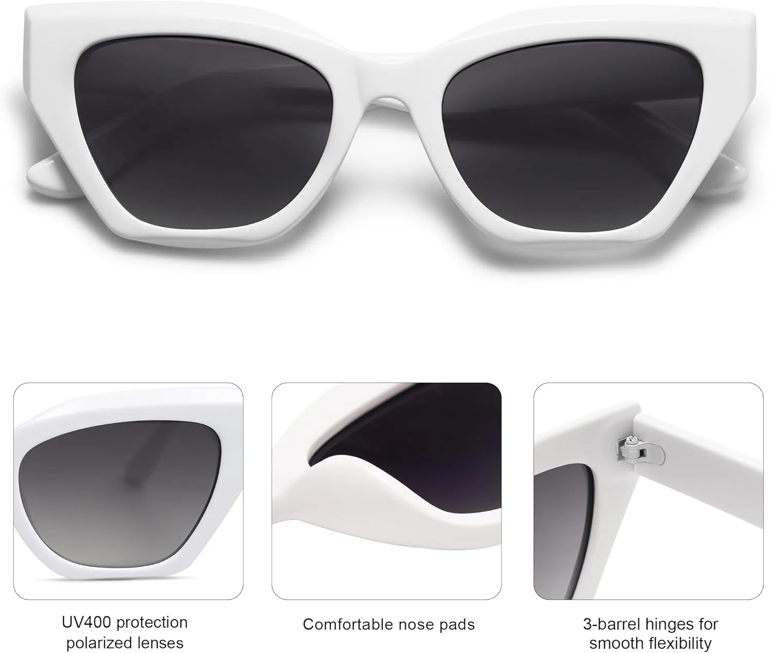 SOJOS Square Cat Eye Polarized Sunglasses for Women Small Retro Vintage Trendy Cateye Shades Sunnies Gafas de sole SJ2235