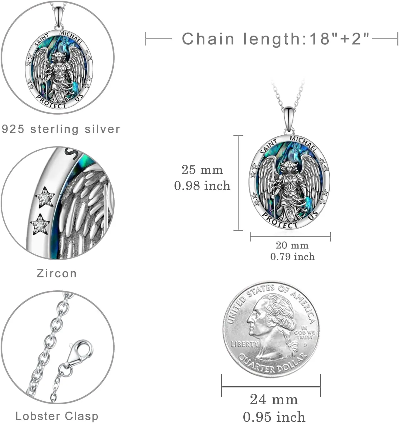 St Michael/St Gerard/St Dymphna/Virgen de Guadalupe Necklace Sterling Silver Religious Necklace Religious Jewelry for Women Men