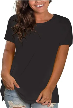 Summer Tops for Women 2025 Trendy Short Sleeve Tshirts Casual Loose Crew Neck T Shirts Plus Size Workout Tunic Blouse