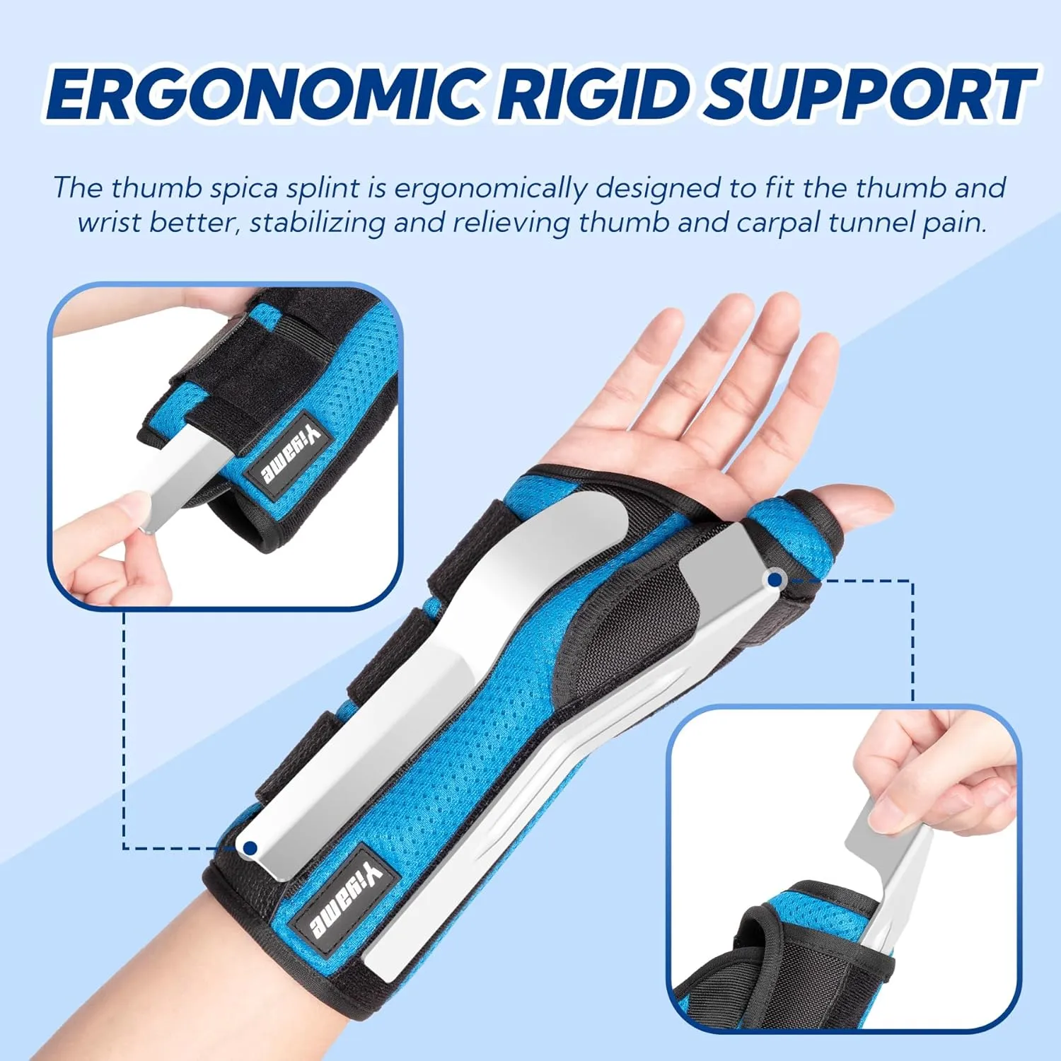 Thumb Spica Splint, De Quervain's Tenosynovitis Brace, Carpal Tunnel Wrist Brace with Thumb Support, Wrist and Thumb Brace for Trigger Thumb, Arthritis, Wrist Fractures, Injuries, Right-L