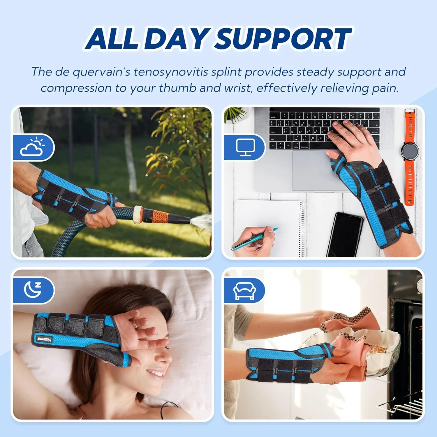 Thumb Spica Splint, De Quervain's Tenosynovitis Brace, Carpal Tunnel Wrist Brace with Thumb Support, Wrist and Thumb Brace for Trigger Thumb, Arthritis, Wrist Fractures, Injuries, Right-L