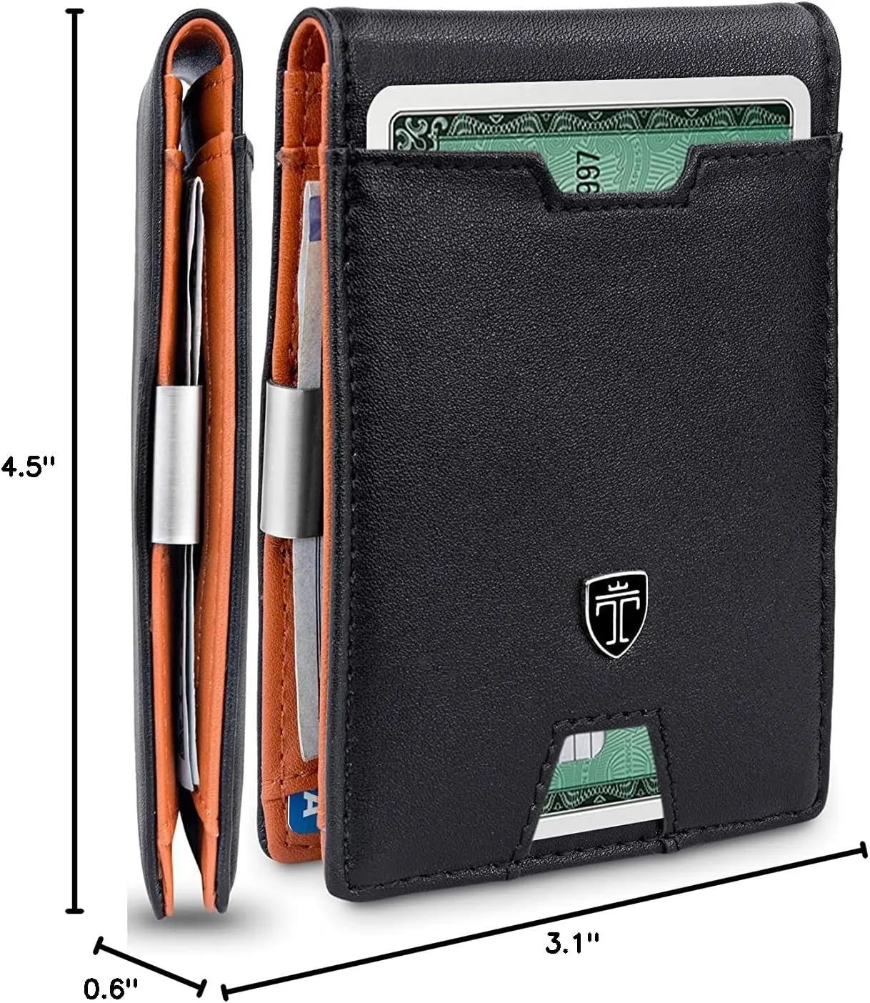 TRAVANDO Mens Slim Wallet with Money Clip AUSTIN RFID Blocking Bifold Credit Card Holder for Men with Gift Box